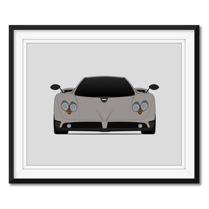 Pagani Zonda Roadster (1999-2010) geïnspireerd op autoposter print muurkunst decor C12 S 7. 3 F Cinque HP Barchetta CX1 (ingelijst)