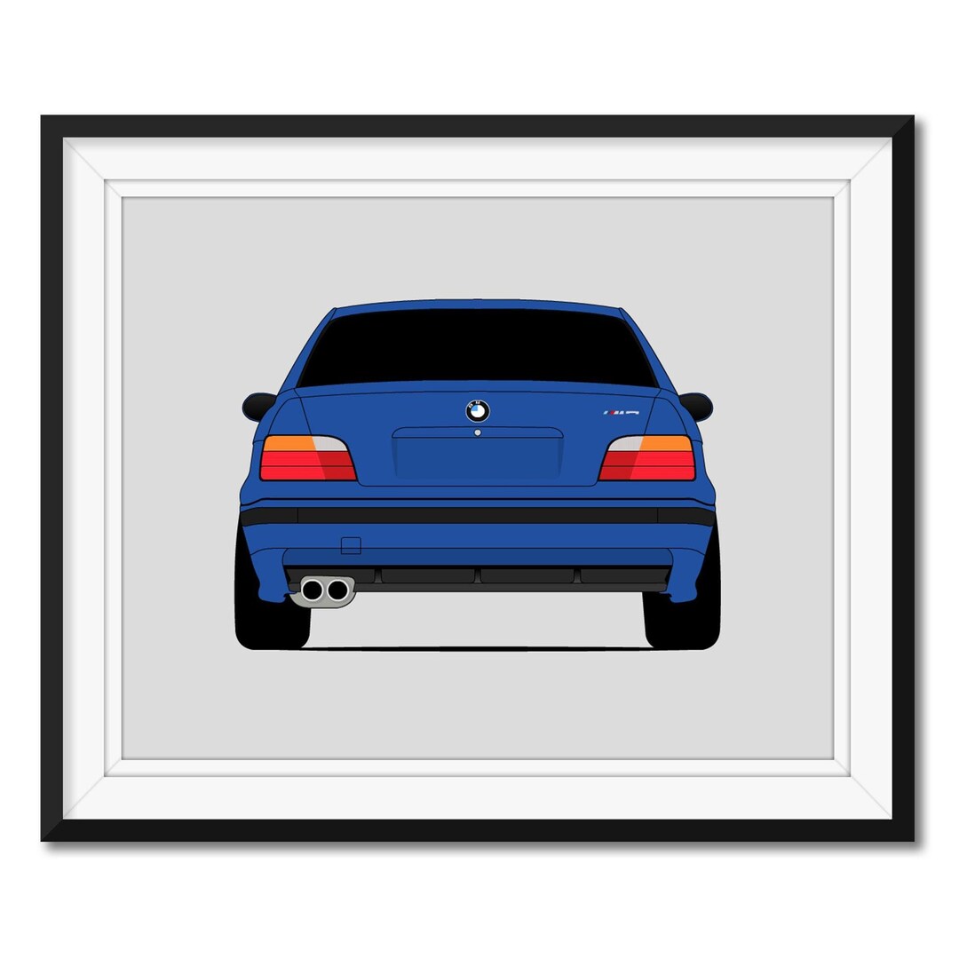 BMW M3 E36 (1995-1999) (rear) Car Poster Print Wall Art Decor BMW M ...