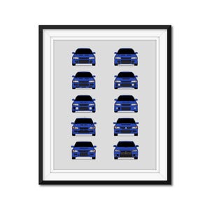 Mitsubishi Lancer Evolution Generations (Evo I to Evo X) Car Poster Print Wall Art History and Evolution Evo AX1 (Unframed)