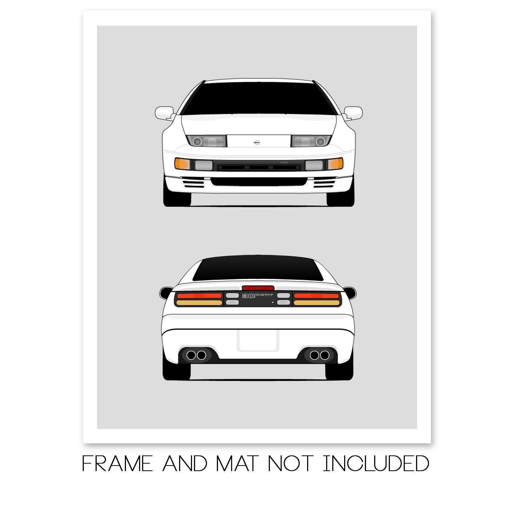 Nissan 300ZX Z32 (1989-2000) (front and Rear) Poster Print Wall