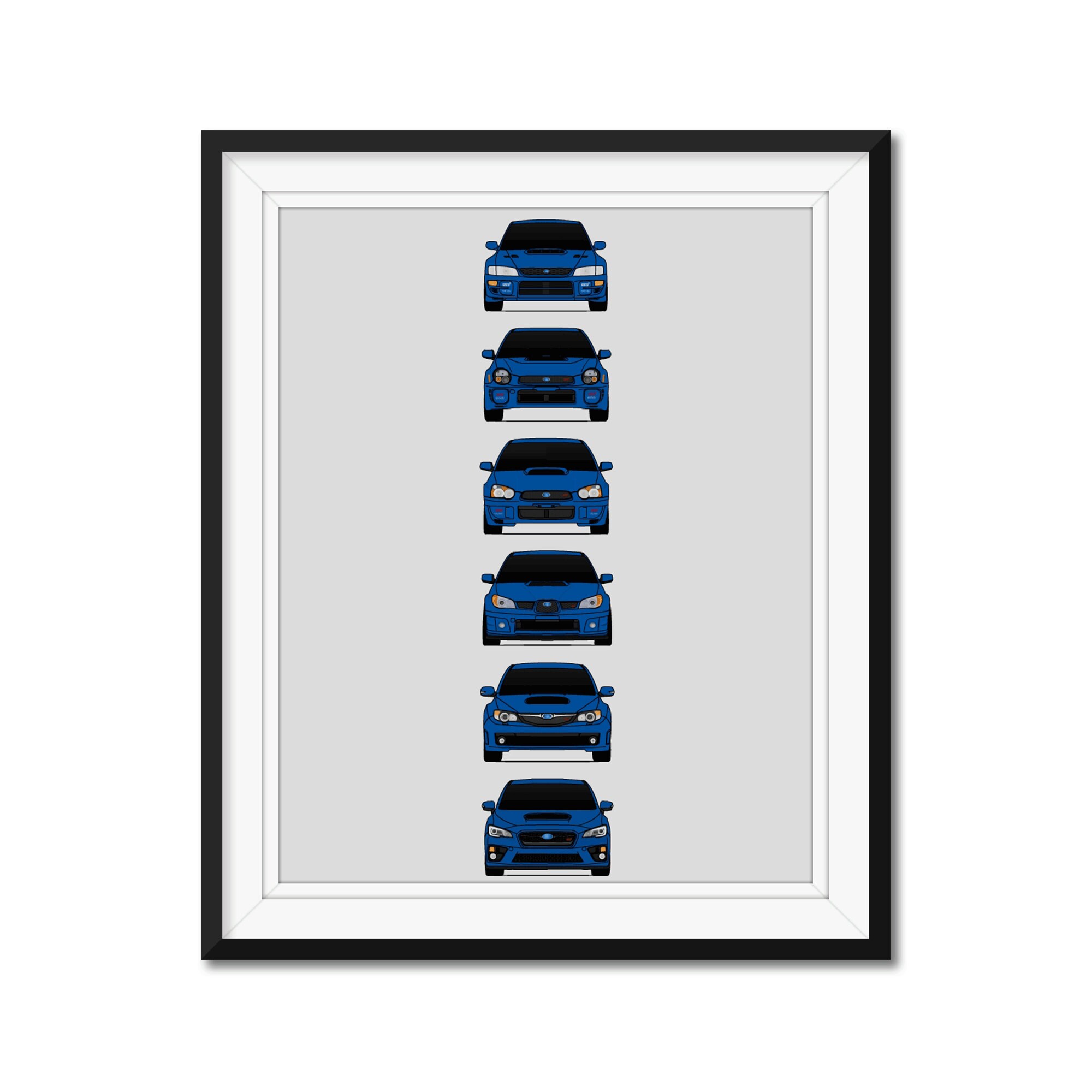 Subie Evolution Black Framed Print