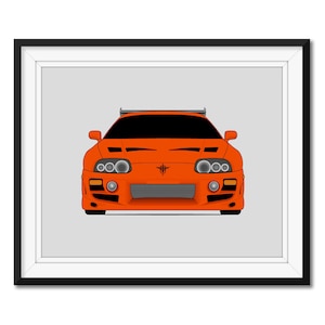 Toyota Supra MK4 (A80) (1993-1998) the Fast and the Furious Inspired Car Poster Print Wall Art Brian O&#39;Connor (Paul Walker) BX5 (Unframed)