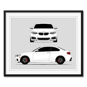 BMW M240i F22 (2018-2021) (Front and Side) Inspired Poster Print Wall Art Decor DX1 (Unframed)
