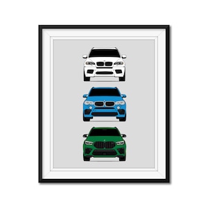 BMW X6M Generations Inspired Car Poster Print Wall Art of the History and Evolution of the BMW X6M G06 E70 E71 F85 F86  AX1 (Unframed)