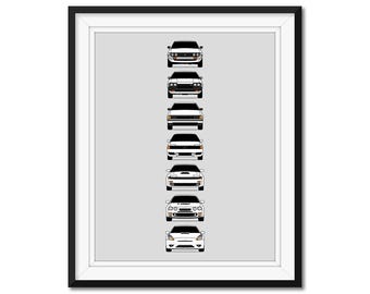 Toyota Celica Generations Car Poster Print Wall Art Decor of the History and Evolution of the Celica AX1 (Unframed)