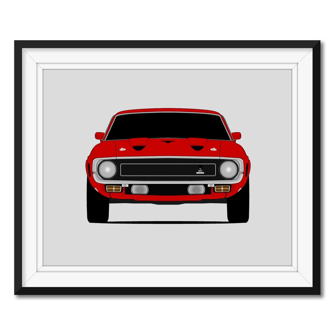Ford Mustang 1969 Shelby GT500 Cobra Inspired Car Poster Print Wall Art ...