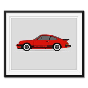 Porsche 911 930 Carrera (1981-1983) (Side Profile) Inspired Car Poster Print Wall Art Decor CX1 (Unframed)
