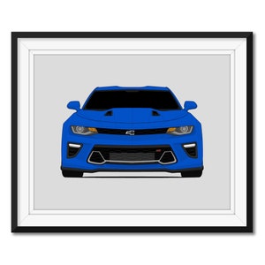 Chevy Camaro SS (2016-2018) 6e generatie geïnspireerde auto poster print kunst aan de muur decor CX1 (ingelijst)