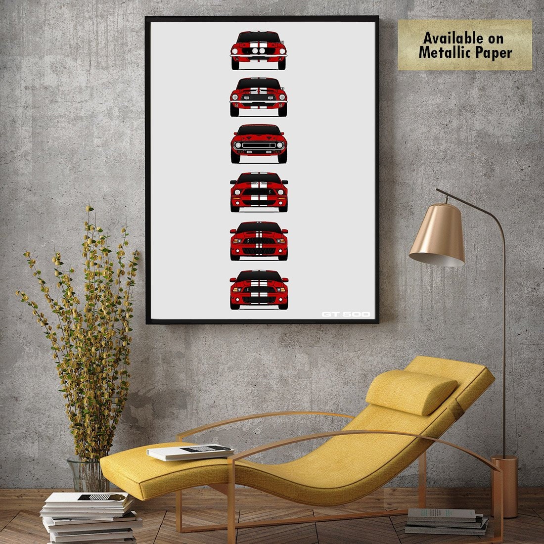 Shelby Mustang GT500 Poster Print Wall Art of the History and Evolution of the Ford Shelby GT500