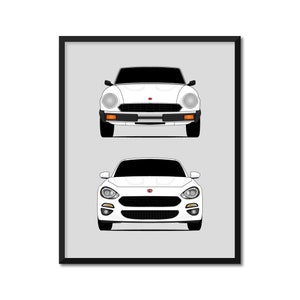 Customizable Version: Fiat 124 Spider Generations Inspired Poster Print History and Evolution Fiat 124 Sport Spider AX2 (Unframed)
