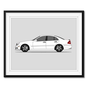 Mercedes Benz E55 W211 (2006-2009) (Side Profile) Inspired Car Poster Print Wall Art Decor (E-Class AMG) CX3 (Unframed)