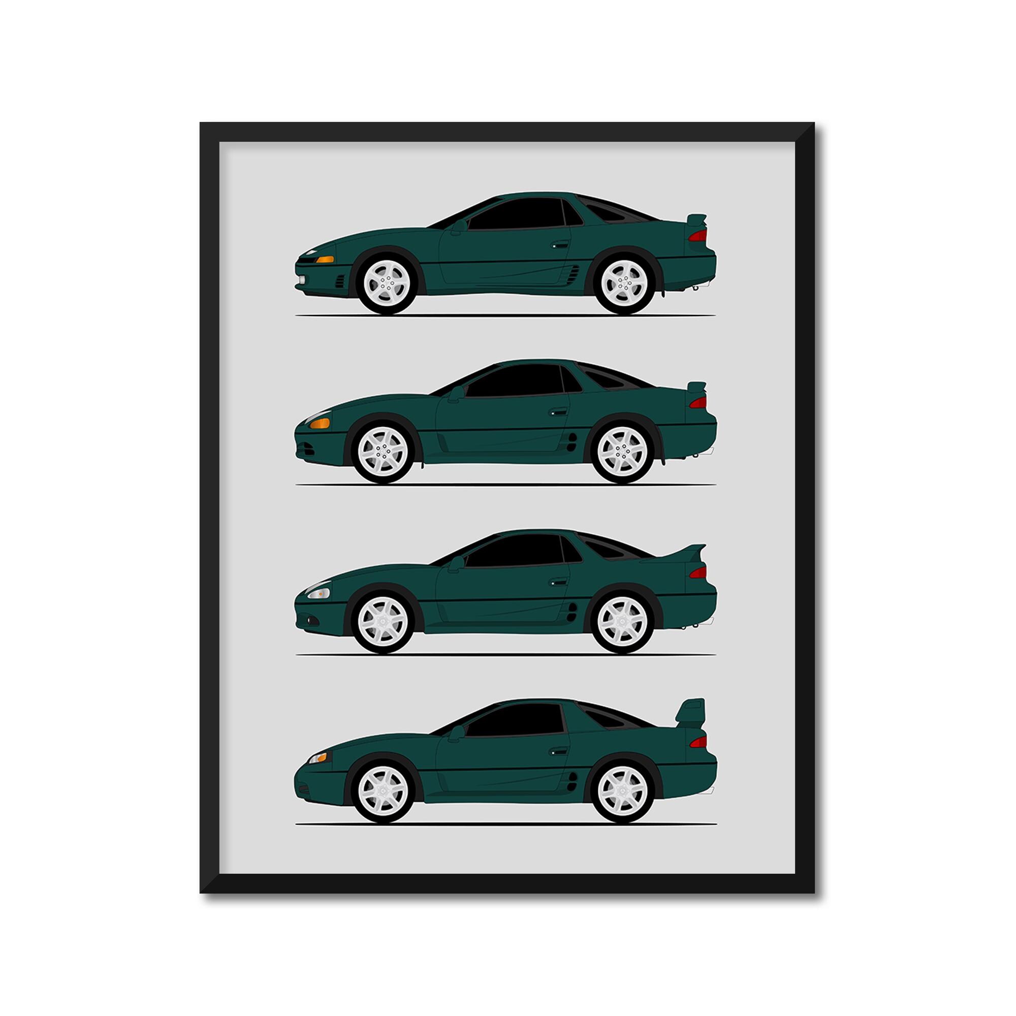 Mitsubishi 3000GT (side Profile) Poster Print Wall Art Decor Mitsubishi ...