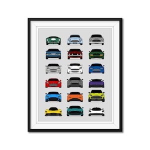 Aston Martin History and Evolution Inspired Car Poster Print Wall Art Best of Aston Martin Generations (Vantage, DB5, DB7) AX1 (Unframed)