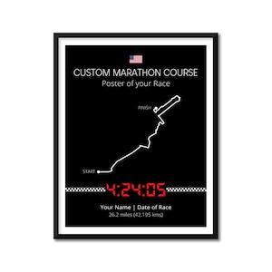 Personalizable Marathon Race Digital Download - Perfect Gift for Marathon Runner Finisher - Customizable Running Road Racing EX1 (Unframed)