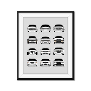 Customizable Version: Chrysler History Evolution Inspired Car Poster Print Best Chrysler Generations Crossfire 300 PT Cruiser AX2 (Unframed)