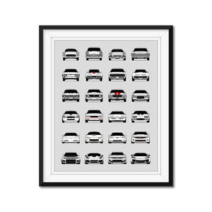 Customizable Version: Chevy History Evolution Car Poster Print Best of Chevrolet Generations Corvette Camaro Bel-Air AX2 (Unframed)