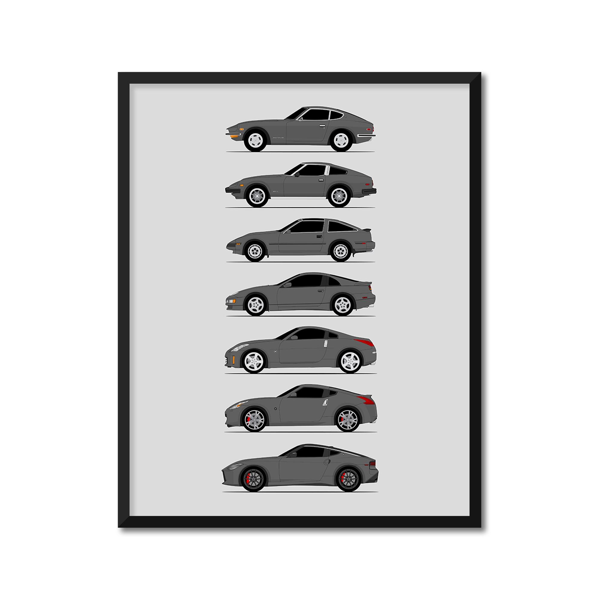 Nissan Z Car Generations Poster (side Profile) Print History