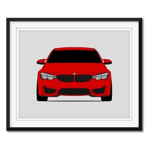 BMW M3 F80 (2018-2020) Inspired Car Poster Print Wall Art Decor CX1 (Unframed)