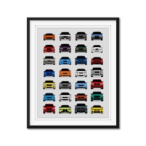 BMW M Car History Inspired Car Poster Print Wall Art of all BMW M Series Cars (BMW Car Models: M3, M4, M5, M2, M6, M1) AX1 (Unframed)