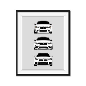 Customizable Version: BMW M2 Generations Car Poster Print of the History Evolution of the BMW M2 F87 G87 AX2 (Unframed)
