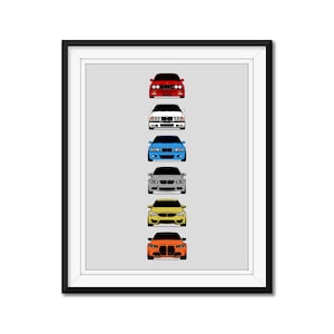 BMW M3 Inspired Car Poster Print Wall Art History and Evolution M3 Generations BMW Car Models: E30, E36, E46, E92, F80, G80 AX1 (Unframed)