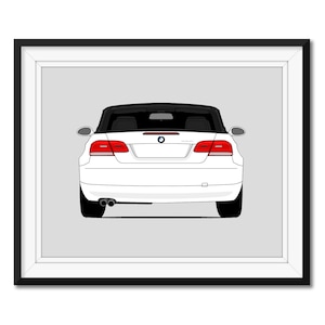 BMW E92 E93 328i Convertible (2007-2010) (Rear) Inspired Car Poster Print Wall Art E90 E91 (316i 318i 320i 325i 328i 330i) CX1 (Unframed)
