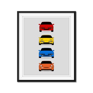 Porsche Front Engine 924 928 944 968 Generations Inspired Car Poster Print Wall Art of the History and Evolution of Porsche AX1 (Unframed)