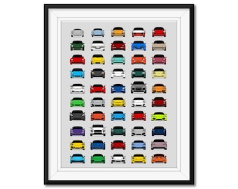 Póster decorativo de la historia y evolución de Porsche: Lo mejor de las generaciones de Porsche (911, Cayman, Boxster) AX1 (Sin marco)