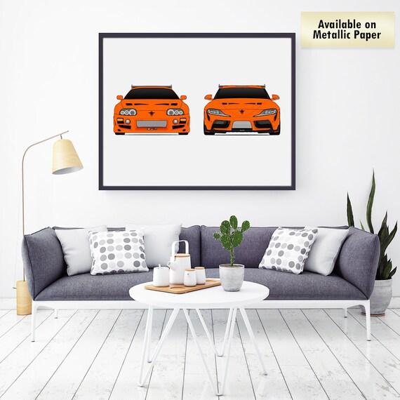 Toyota Supra Mk4 And Mk5 From The Fast And The Furious Brian O Connor Paul Walker Fast And Furious Art Poster Print Wall Art Decor B1