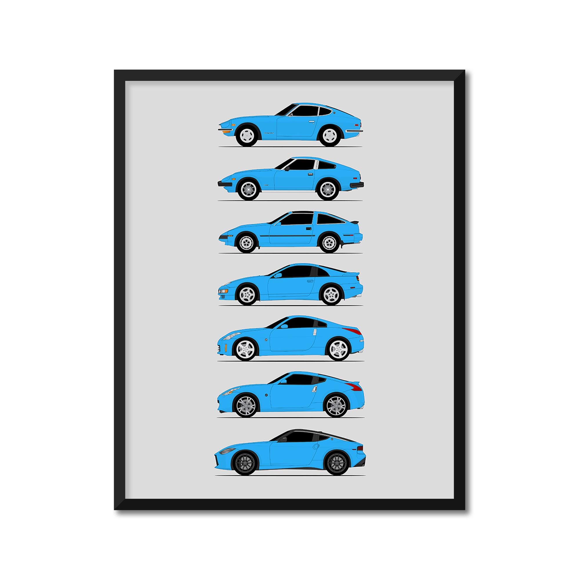 Nissan Z Car Generations Poster (side Profile) Print History
