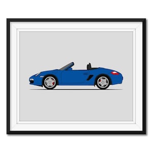 Porsche Boxster 987 (2004-2008) (zijprofiel) Autoposterafdruk kunst aan de muur CX3 (niet ingelijst)
