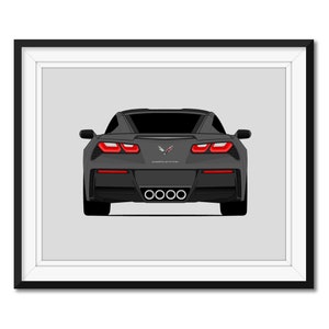 Chevy Corvette C7 Z51 Stingray (2014-2019) 7th Generation (Rear) Inspired Car Poster Print Wall Art Decor (Z06) CX1 (Unframed)