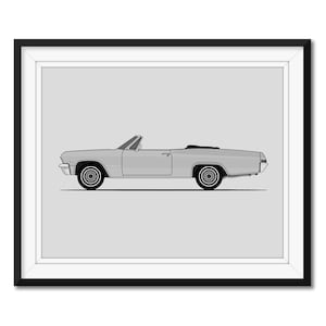 Chevy Impala Convertible (1965) (Side Profile) Inspired Poster Print Wall Art Decor CX1