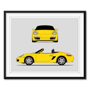 Porsche Boxster 987 (2004-2008) (Front and Side) Car Poster Print Wall Art Decor Handmade DX3 (Unframed)