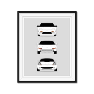 Customizable Version: Toyota MR2 (AW10, AW11, SW20, ZZW30) Generations Inspired Car Poster Print History Evolution Toyota MR2 AX2 (Unframed)