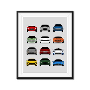 Maserati History and Evolution Inspired Car Poster Print Wall Art Best of Maserati Generations (MC20, Quattro, GranTurismo) AX1 (Unframed)