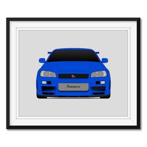 Nissan Skyline GT-R R34 (1998-2002) Fast and the Furious Inspired Car Poster Print Wall Art Brian O&#39;Connor (Paul Walker) CX1 (Unframed)