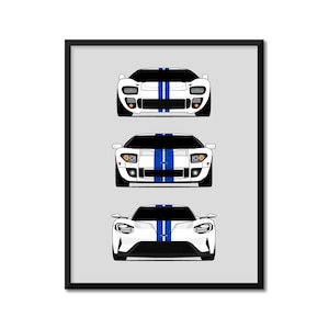 Customizable Version: Ford GT Generations Poster Inspired Car Poster Print History Evolution Ford GT40 AX3 (Unframed)