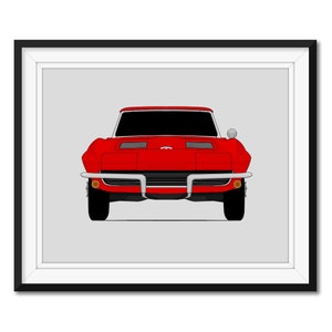 Chevy Corvette C2 Sting Ray 1963 2nd Generation Inspired Car Poster Print Wall Art Decor CX1 (Unframed)