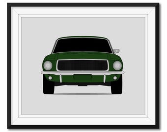 Ford Mustang Bullitt (1967-1968) posterafdruk kunst aan de muur decor CX1 (ingelijst)