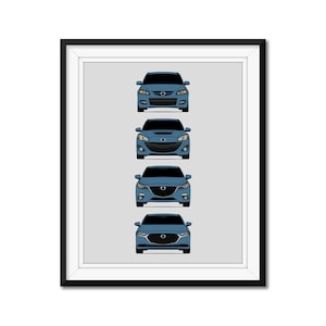 Mazda 3 Generations Inspired Car Poster Print Wall Art the History and Evolution MazdaSpeed3 Mazda3 (bk, BL, BM, BP) AX1 (Unframed)