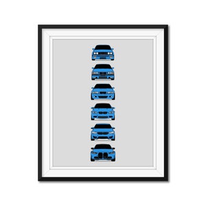 BMW M3 Inspired Car Poster Print Wall Art History and Evolution M3 Generations BMW Car Models: E30, E36, E46, E92, F80, G80 AX1 (Unframed)