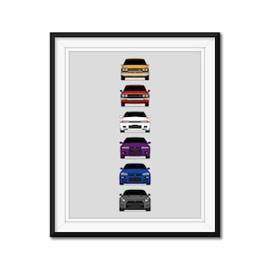 Nissan Skyline GT-R Generations (KPGC10 KPGC110 R32 R33 R34 R35) Inspired Poster Print Art History Evolution Skyline GTR AX1 (Unframed)