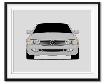 Mercedes-Benz 500SL Silver Arrow (2001-2002) R129 Poster Print Wall Art Decor CX1