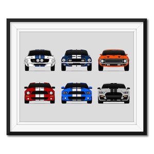 Shelby GT500 Ford Mustang Inspired Poster Print Wall Art History and Evolution Ford Shelby GT500 Poster Print Wall Art BX1 (Unframed)