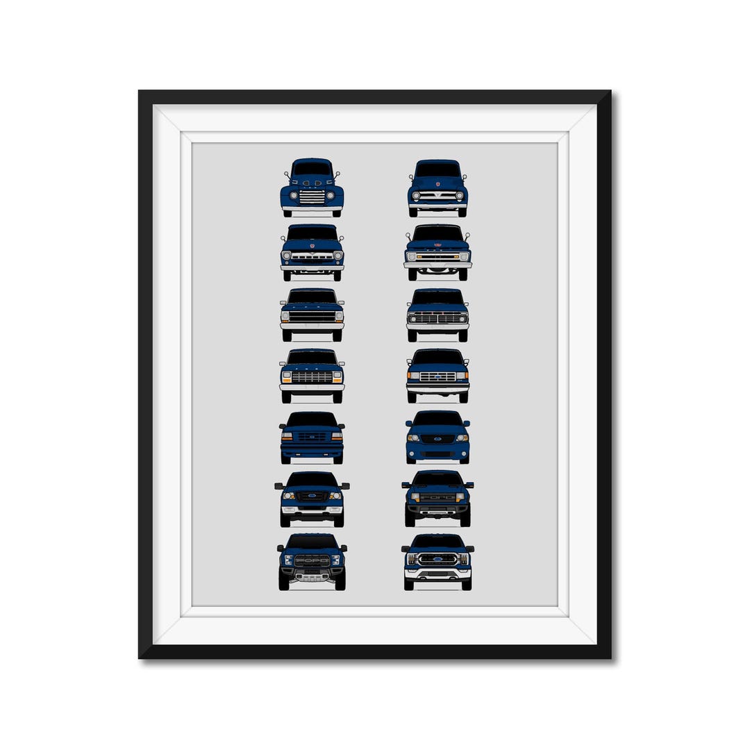 Ford Rapter Poster Ford F-150 Raptor Generations Car Poster Print Wall Art Decor of the ...