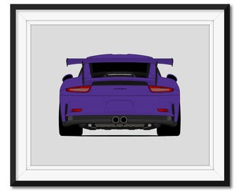 Porsche 911 991. 1 GT3 RS (2013-2016) (Rear) Car Poster Print Wall Art Decor CX1 (Unframed)