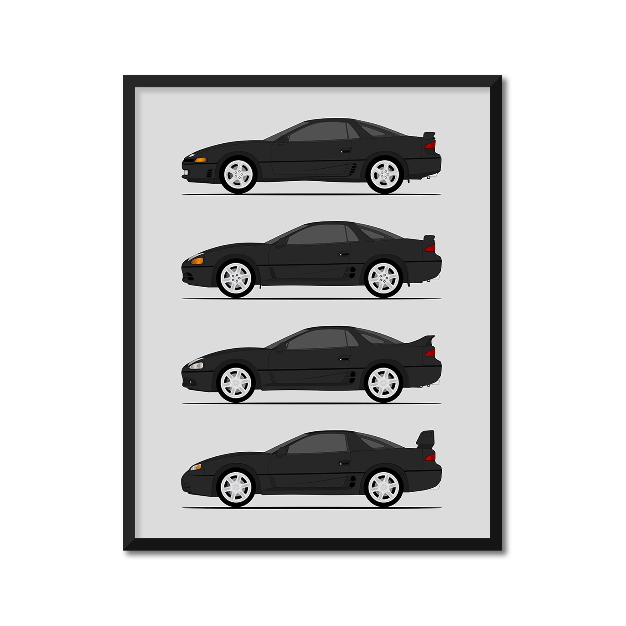 Mitsubishi 3000GT (side Profile) Poster Print Wall Art Decor Mitsubishi ...