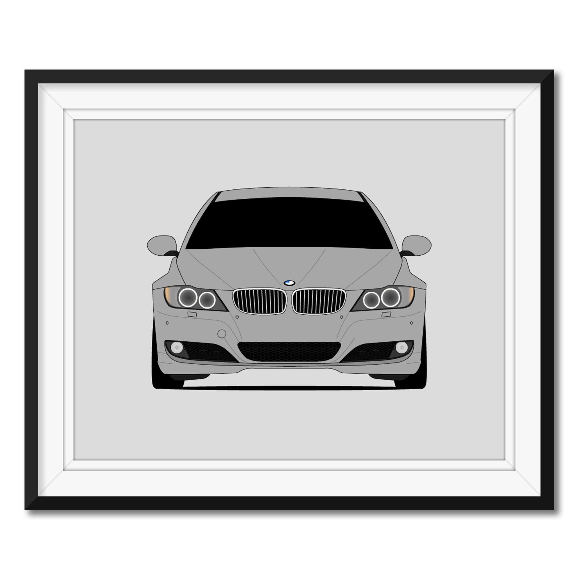 BMW 3 Series 335i LCI Sedan E90 (2009-2010) Car Poster Print Wall