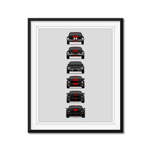 Shelby Mustang GT500 Generations Inspired Car Poster Print Wall Art of the History and Evolution of the Ford Shelby GT500 AX1 (Unframed)